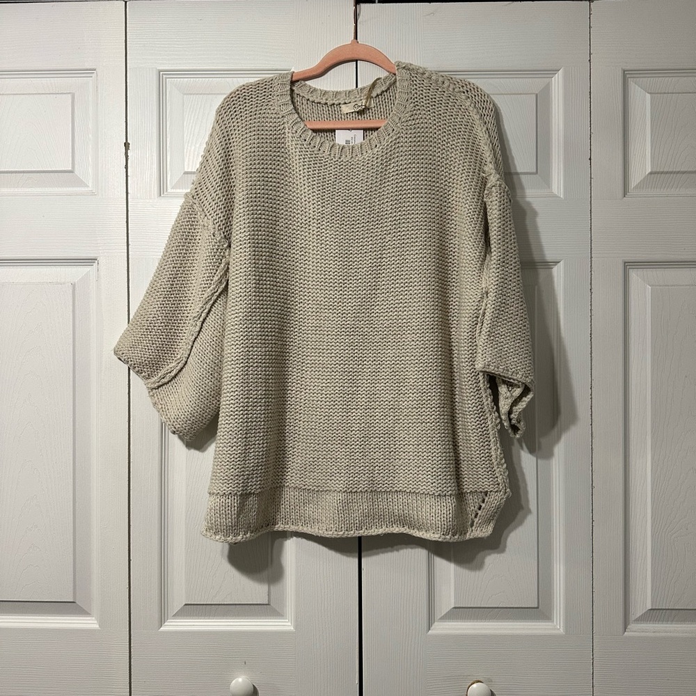 Easel Cream Knit Crew Neck Sweater
